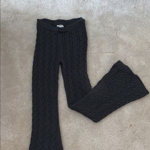 gray Cable knit Bellbottom pant